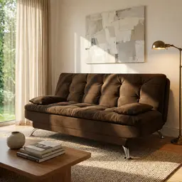 Sofá-Cama 3 Lugares Casal Premium II Suede Café