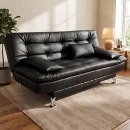 Sofá-Cama 3 Lugares Casal Premium Preto