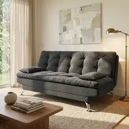 Sofá-Cama 3 Lugares Casal Premium Suede Cinza