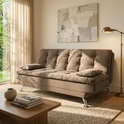 Sofá-Cama 3 Lugares Casal Premium Suede Marrom