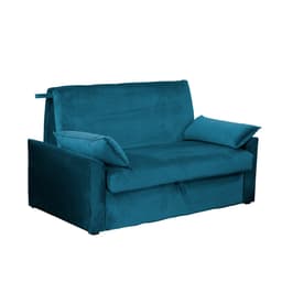 Sofá-Cama Casal 2 Lugares Cristal Veludo com Baú e Almofadas Azul