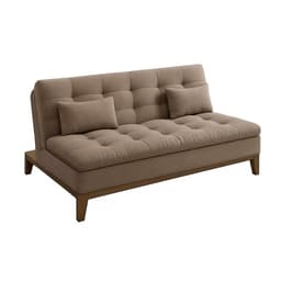 Sofá-Cama Casal 3 Lugares Premium Base e Pés de Madeira Linho Marrom