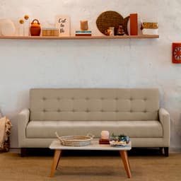 Sofá-Cama Casal 3 Lugares Samper com Baú Linho Bege