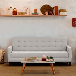 Sofá-Cama Casal 3 Lugares Samper com Baú Linho Cru