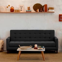 Sofá-Cama Casal 3 Lugares Samper com Baú Linho Grafite