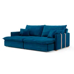 Sofá Retrátil Sem Caixa 3 Lugares Solomons Velosuede Azul Marinho 230 cm