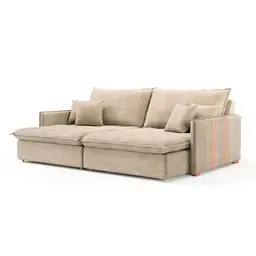 Sofá Retrátil Sem Caixa 3 Lugares Solomons Velosuede Bege 230 cm