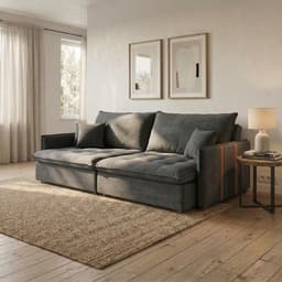 Sofá Retrátil Sem Caixa 3 Lugares Solomons Velosuede Grafite 230 cm