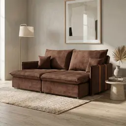 Sofá Retrátil Sem Caixa 3 Lugares Solomons Velosuede Marrom 230 cm