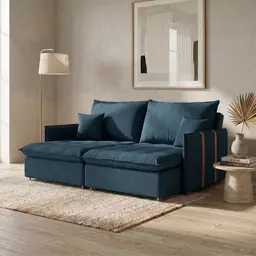 Sofá Retrátil Sem Caixa 3 lugares Solomons Linho Azul Marinho 180 cm