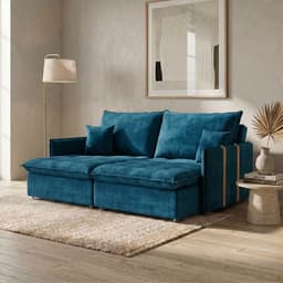Sofá Retrátil Sem Caixa 3 lugares Solomons Velosuede Azul Marinho 180 cm