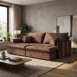 Sofá Retrátil Sem Caixa 3 lugares Solomons Velosuede Marrom 214 cm
