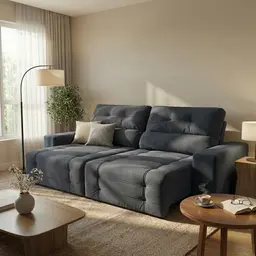 Sofá Retrátil e Reclinável 3 Lugares Blenda I Suede Grafite