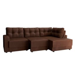 Sofá de Canto 5 Lugares Direito Retrátil Lubeck Suede Marrom 280 cm