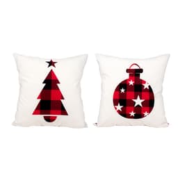 Almofada Decoração Natal 2 Unidades Tecido Suede Estampado 40cm x 40cm com Refil de Silicone