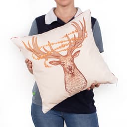 Almofada Natal de Suede 40cm x 40cm Estampada Alce com Refil de Silicone