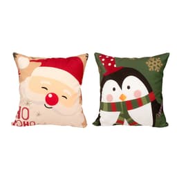 Almofada de Natal Estampada Suede 2 Unidades 40cm x 40cm com Refil de Silicone Macio