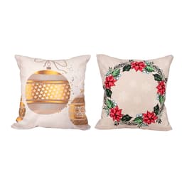 Capa Almofada Decorativa Natal Estampada Tecido Suede 40cm x 40cm com zíper