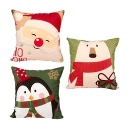 Capa Almofada Natal 3 Unidades Tecido Suede Estampado 40cm x 40cm