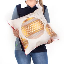 Capa Almofada Natal Estampada Suede Bolas de Natal 40cm x 40cm com zíper