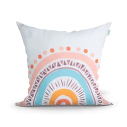 Capa de Almofada Estampada Branca Colorida 45cm x 45cm com Zíper Tecido Microfibra