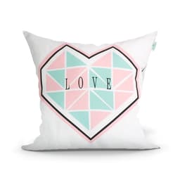 Capa de Almofada Love Branca Estampada Decorativa 45cm x 45cm com Zíper Tecido Microfibra