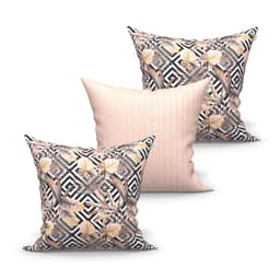 Capa para Almofada Grande Decorativa Estampada Marrom 60cm x 60cm 3 Unidades com zíper