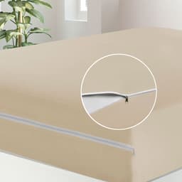 Capa para Colchão Casal de Malha com Zíper 1,88m x 1,38mx 30cm Cáqui