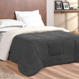 Coberdrom Dupla Face Casal Padrão Sherpa / Soft 2,40m x 2,20m Preto