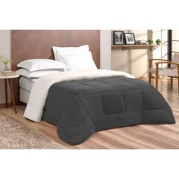 Coberdrom Preto Dupla Face Casal Queen Sherpa / Soft 2,50m x 2,40m