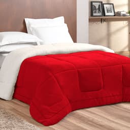 Coberdrom Vermelho Dupla Face Casal Padrão Sherpa / Soft 2,40m x 2,20m