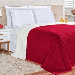 Cobertor Queen Vermelho Toque de Lã de Carneiro