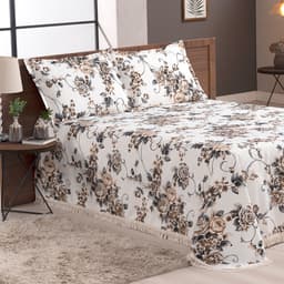 Cobre Leito King Mariah Floral Tabaco 3 Peças