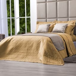 Cobre Leito Mostarda 100% Algodão Queen Size 200 Fios 3 Peças