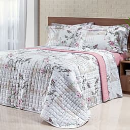 Cobre Leito Queen Estampado Passarinho 200 Fios 100% Algodão 3 Peças 2,60m x 2,40m