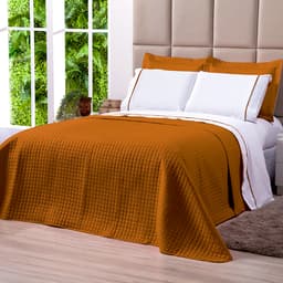 Cobre Leito Queen Size Terracota Dupla Face Micropercal 3 Peças