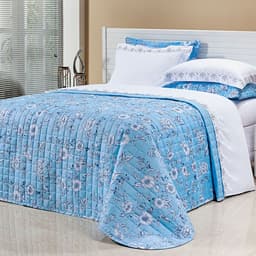 Cobre Leito Solteiro Azul Micro Percal Peletizado 200 Fios 2 Peças 2,50m x 1,90m