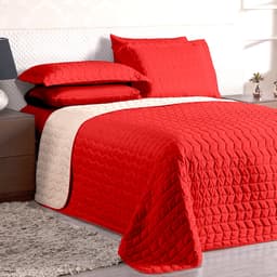 Cobre Leito Tamanho Solteiro 2 peças Dupla face Vermelho/Palha