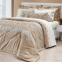 Colcha Bege King Size 100% Algodão 200 Fios + Jogo de Cama - 11 Peças