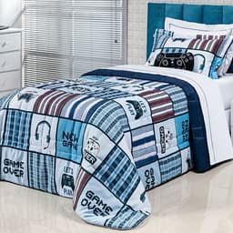 Colcha Infantil Menino Azul 200 Fios Micro Percal 3 Peças 2,50m x 1,90m