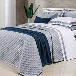 Colcha Queen Size Cinza 400 Fios Egípcio 100% Algodão 3 Peças 2,60m x 2,40m