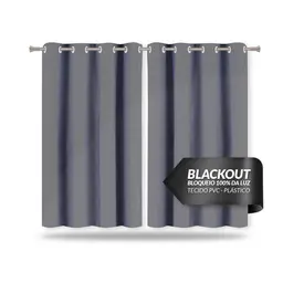 Cortina Blackout Corta Luz Cinza de PVC 2,80m x 1,80m ideal para Varão Simples de 2 metros