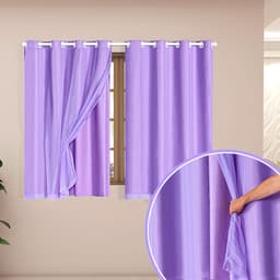 Cortina Blackout Corta Luz com Voil para Quarto Lilás 2,80m x 1,60m para Varão Simples de 2 metros