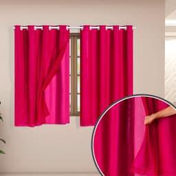 Cortina Blackout Corta Luz com Voil para Quarto Pink 2,80m x 1,60m para Varão Simples de 2 metros