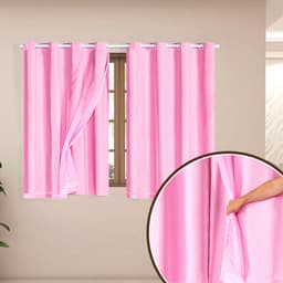 Cortina Blackout Corta Luz com Voil para Quarto Rosa 2,80m x 1,60m para Varão Simples de 2 metros
