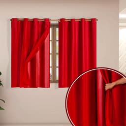 Cortina Blackout Corta Luz com Voil para Quarto Vermelho 2,80m x 1,60m para Varão Simples de 2 metros