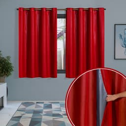 Cortina Blackout Vermelha com Voil 2,80m x 1,60m ideal para Varão Simples de 2 metros