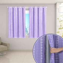 Cortina Blecaute Lilás com Voal Xadrez Corta Luz 100% 2,00m x 1,40m ideal para Varão Simples de 1,50m