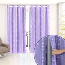 Cortina Blecaute Lilás com Voal Xadrez Corta Luz 100% 2,80m x 2,30m ideal para Varão Simples de 1,50m
