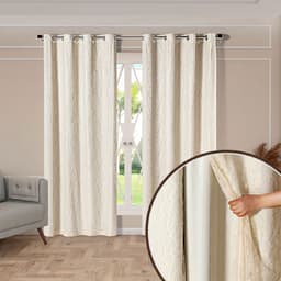 Cortina Blecaute com Voal de Renda 2,80m x 2,30m Bege ideal para Varão simples de 2 metros